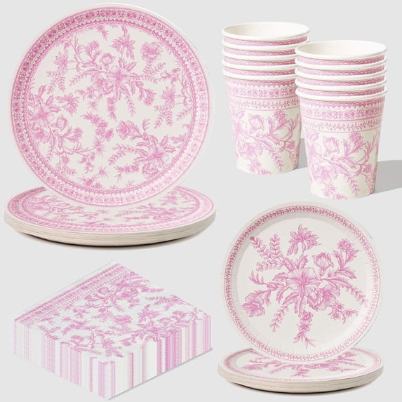 Pink Toile Tableware Set