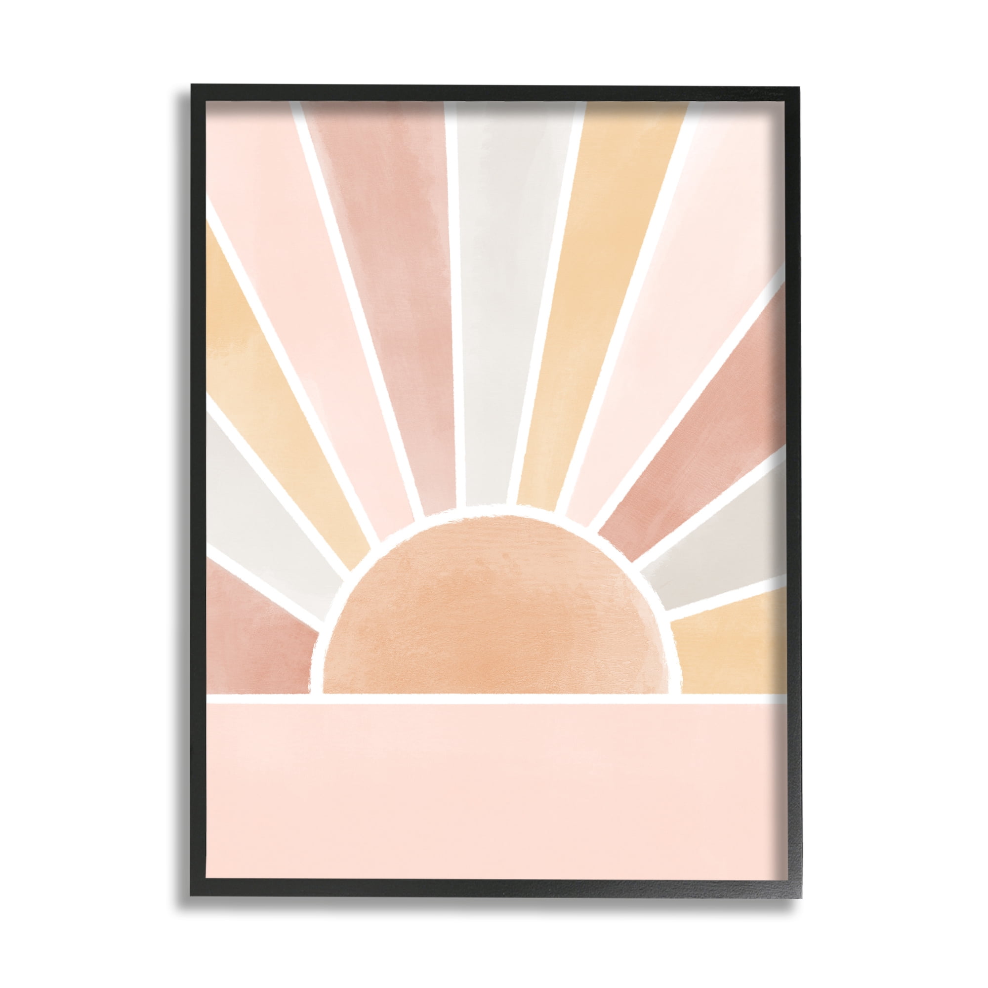 Pink Tone Horizon Striped Sun Ray Landscape 11 in x 14 in Framed Painting Art Prints, by Stupell Home Décor