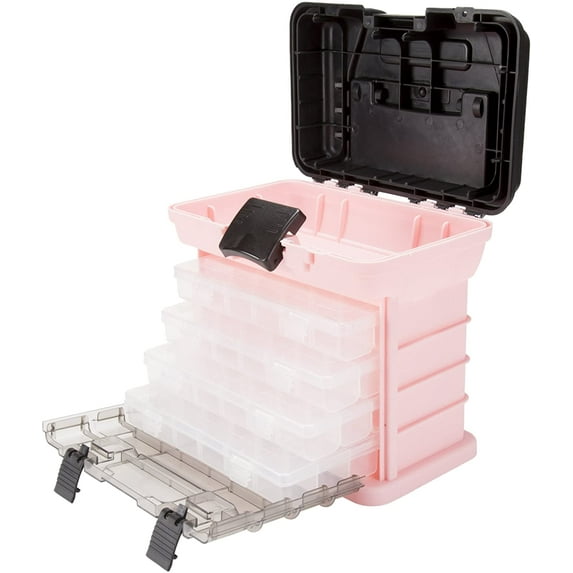 Pink Tool Box Organizer with Removable Compartments – Portable Storage Case for Crafts, Beads, Screws & Small Tools – Lightweight Utility Organizer by SQHQ
