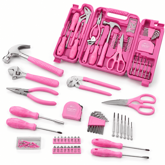 Pink Tool Set For Women 136-piece Small Kit Home Repairs