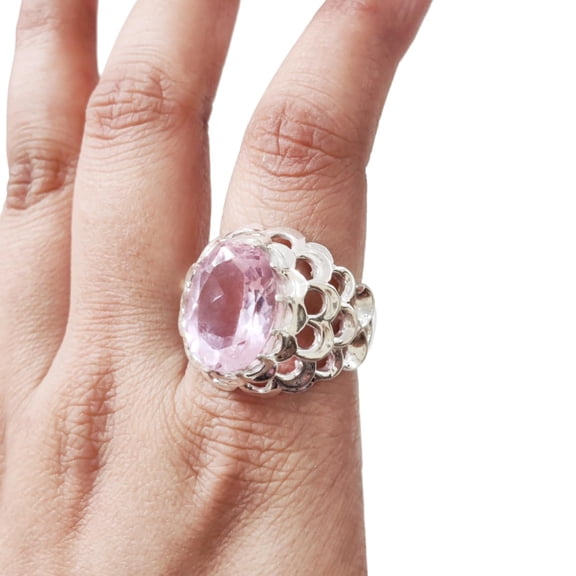 Pink Topaz Mans Ring, Natural Pink Topaz Ring, November Birthstone, Silver Jewelry, 925 Silver Ring, Heavy Mens Ring, Arabic Design, Ottoman Style Ring, Christmas, Mens Signet Ring