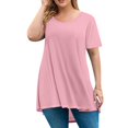thumbnail image 1 of Pink Tops For Women Going Out, Plus Size Round Neck Short Sleeve Casual Solid Color Loose Fit Pullover Top 2025 Workout Crop High Tank Tops Trendy Tank Tops Workout Casual (5XL, Pink) ZMTing, 1 of 3
