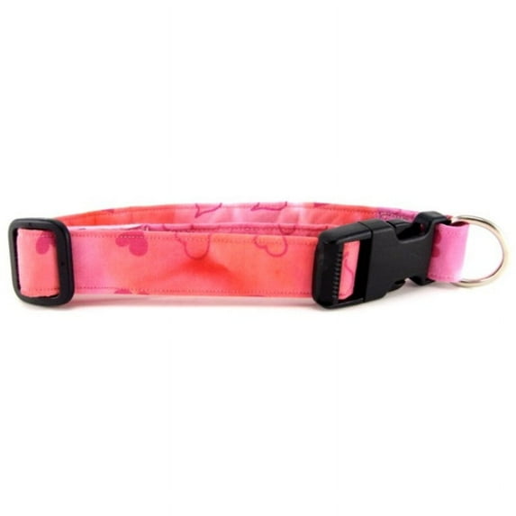 Pink Tossed Hearts Batik Dog Collar - Size - X-Large