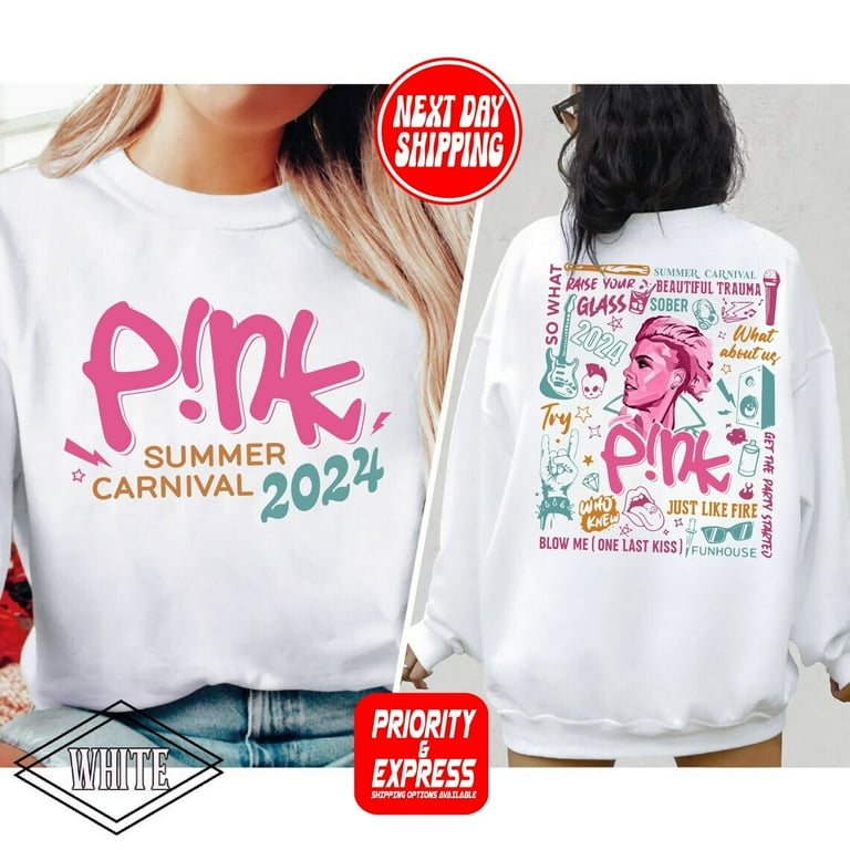 Pink Tour Sweatshirt Concert Hoodie For The Summer Carnival Tour 2024 Concert Crewneck Sweatshirt Size 2Xl Tee Light Blue New Walmart
