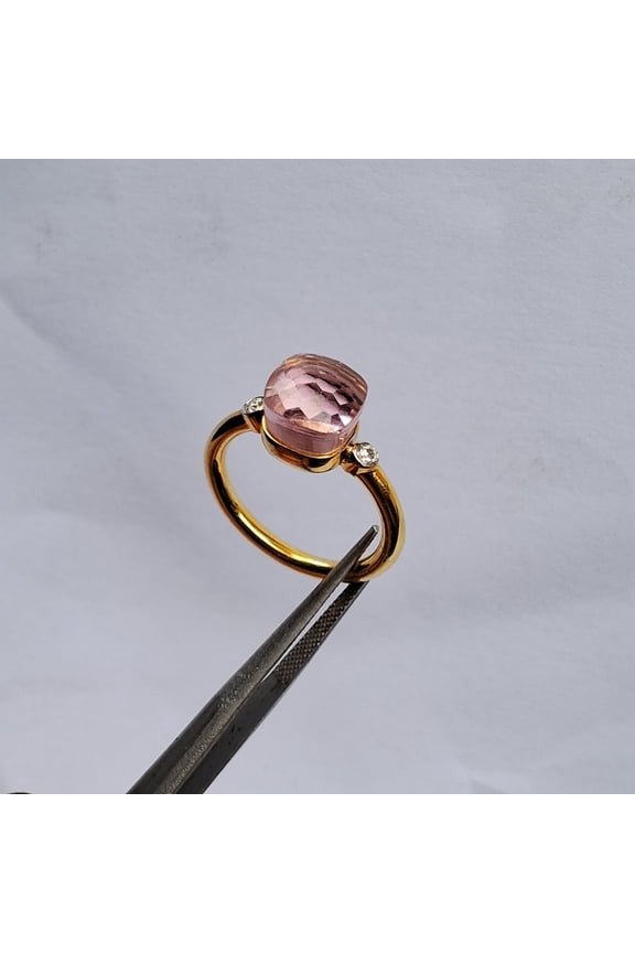 Pink Tourmailne Gemstone With Moissanite 925 sterling Silver Ring For Women