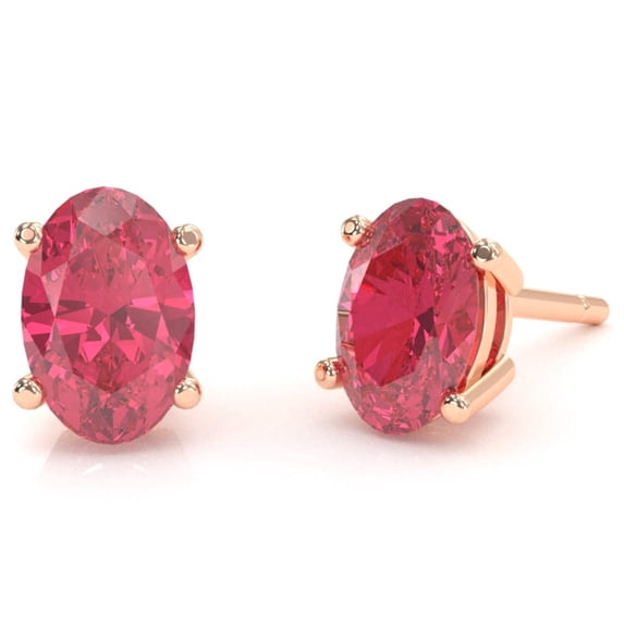 Pink Tourmaline 8x6mm Oval Stud Earrings in 14k Rose Gold
