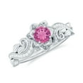 thumbnail image 1 of Rosec Jewels Pink Tourmaline Floral Ring with Diamond for Women - Nature Inspired Ring, 10K White Gold, US 9.50, 1 of 8