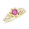 thumbnail image 1 of Rosec Jewels Pink Tourmaline Floral Ring with Diamond for Women - Nature Inspired Ring, 14K Yellow Gold, US 7.00, 1 of 8