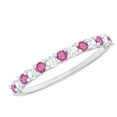 thumbnail image 1 of Rosec Jewels Pink Tourmaline Semi Eternity Stackable Ring with Moissanite - Stacking Ring, 18K White Gold, US 9.00, 1 of 7