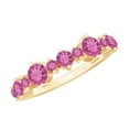 thumbnail image 1 of Rosec Jewels Pink Tourmaline Wedding Half Eternity Band Ring, 10K Yellow Gold, US 13.00, 1 of 9