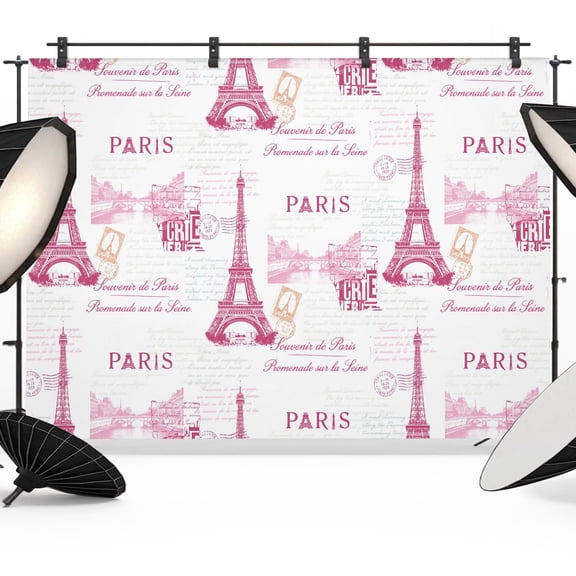 Pink Towers Photography Backdrop 10x8FT, Romantic Pink Paris Tower Photo Backdrops, Background for Photography Studio Photo Studio Background, Back Drop for Photoshoot