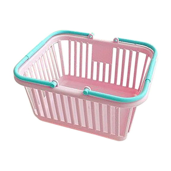 Pink Toy Shopping Basket With Handle For Imaginative Play And Storage Durable Plastic Container For Kids Pretend Grocery Games And Organizing Small Items Portable Design For Indoor And Out