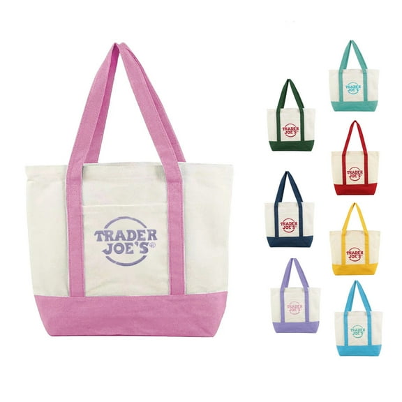 Pink Trader Joes Bag Canvas Messenger Bag Canvas Bag Canvas Tool Bag Canvas Crossbody Bags For Women Trader Joe's Canvas Tote Bag Set Large Tote Bag Cotton Canvas Embroidered Bag
