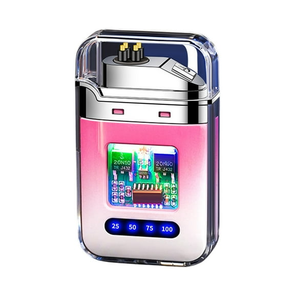 Pink Transparent Cool Double Arc Lighter With Windproof Ability Usb Powered For Everyday Use