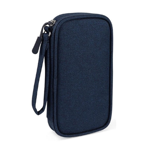 Pink Travel Cable Bag, Portable Digital Storage Pouch for Chargers, USB, Data Organizer, Waterproof Electronic Accessory Case, Single Layer, 7.41"x4.29"x2.15"