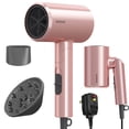 thumbnail image 1 of Pink Travel Hair Dryer 1875W, Collapsible Compact Ionic Dryer with Diffuser & Nozzle, 3 Heat & 2 Speed Settings for Fast Drying, 1 of 9