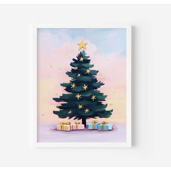 Pink Tree Art Trendy Winter Decor Art Print Home Decor, Unframed Paper Print