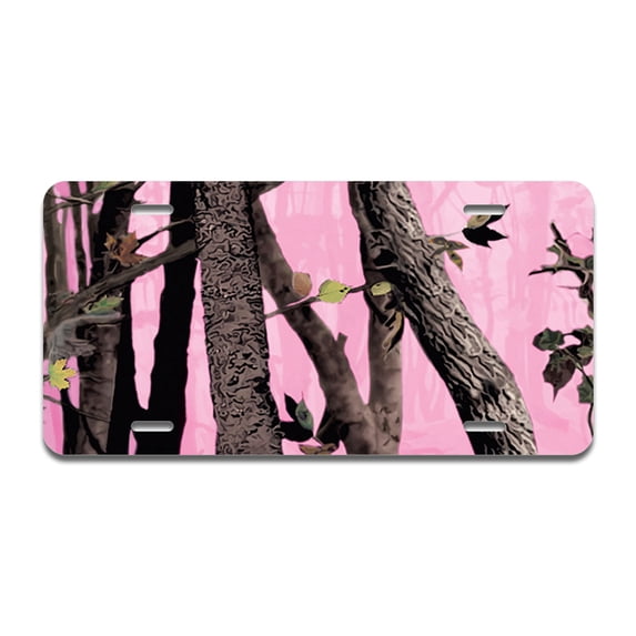 Pink Tree Camo Aluminum License Plate| License Plate 12" X 6" Fits Any Car, Truck, SUV, RV, or Trailer | Made in The USA