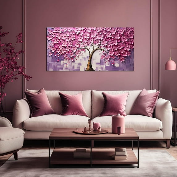 Pink Tree Canvas Wall Art for Bedroom Teenage Girl Room Decor 20 x 40 Inch