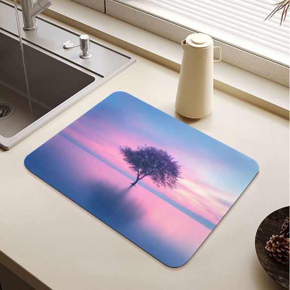 Pink Tree Drying Mat Diatomaceous Earth Super Absorbent Non-slip Rubber Sole Heat Resistant 230 Degrees Fahrenheit 15.711.8in