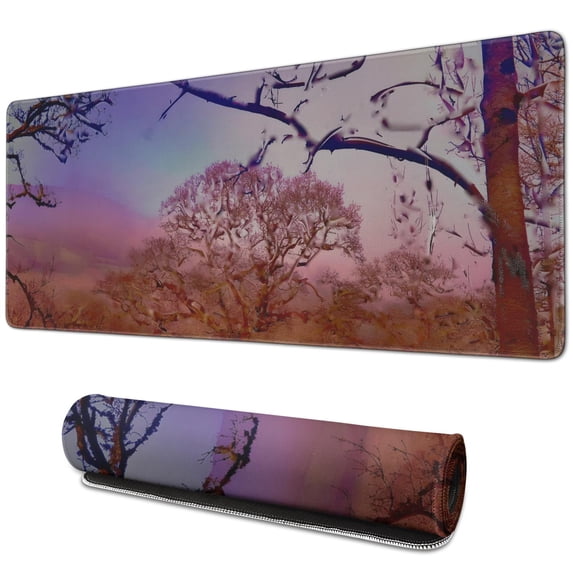Pink Tree Scenery mousepad Gamingwaterproofnon Slip for Office Home Work GamingmousematRubber Base Mousepad with Stitched Edges 31.5x11.8inches