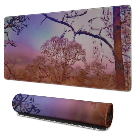 Pink Tree Scenery pad Mousewaterproof,rubber+multispandexwashable Gaming Mouse PadDesk Pad for Office Home Game 31.5x15.7inches