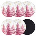 thumbnail image 1 of Pink Trees Christmas Coasters Set of 6, Absorbent Coasters for Drinks, Xmas Tree Snowflake Winter Coaster for Desk Coffee Table Protection, Home Decor House Warming Gifts 4", 1 of 8