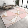 thumbnail image 1 of Pink Triangle Geometry Area Rug, Modern Art Home Decor Rug, Non Slip Low Pile Easy Clean Carpet For Sofa Table Under Living Room Bedroom Floor Mat 4x6ft, 1 of 6