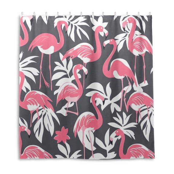 Pink Tropical Bird Shower Curtain Liner 66x72 Inch Waterproof Shower Curtains Decorative Bathroom with 12 Pack Hooks