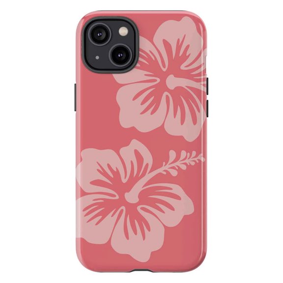 Pink Tropical Hibiscus Floral Phone Case for iPhone 17 16 15 14 13 12 11 Pro Max Plus Mini, Cute Summer Flower Design