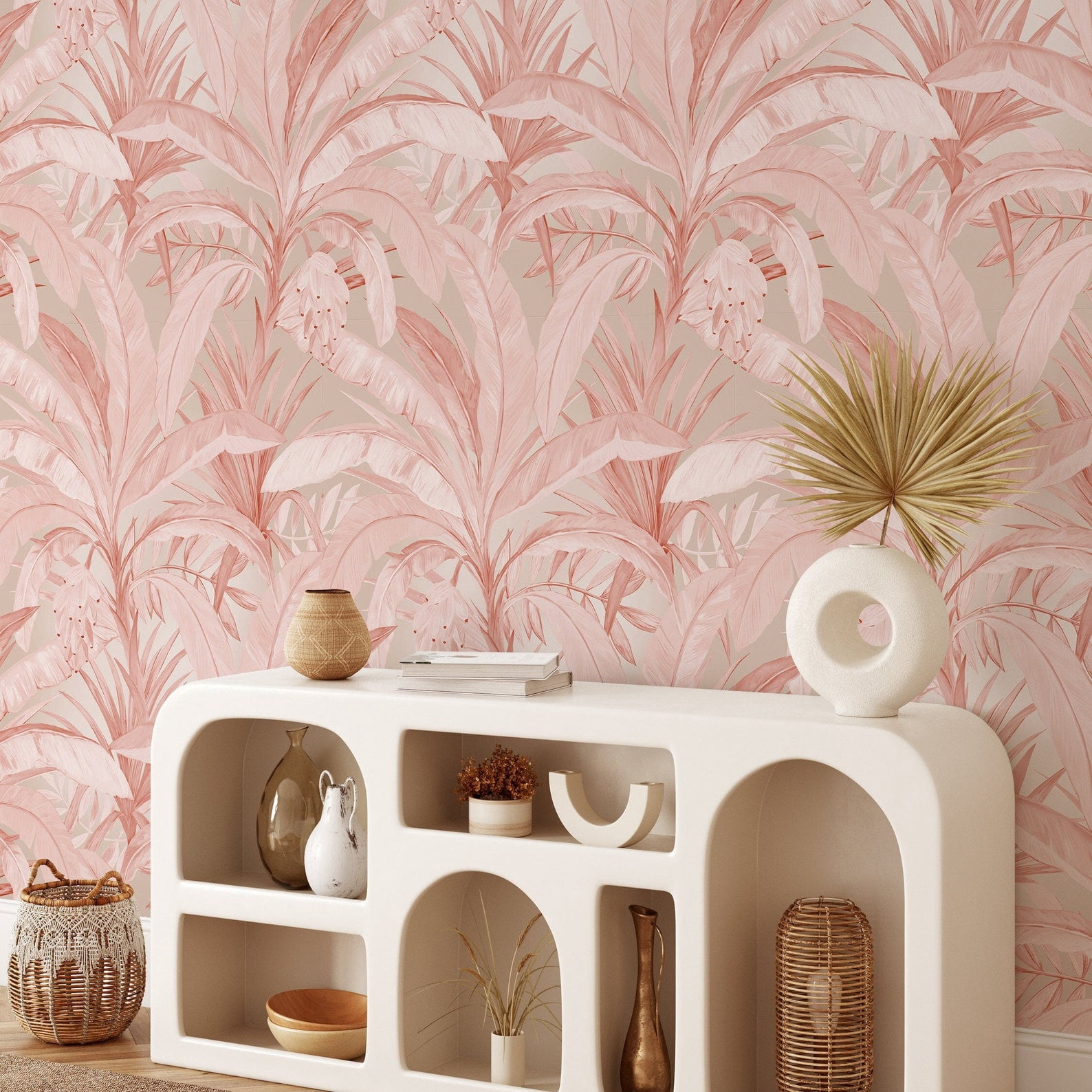 Pink Tropical Jungle Wallpaper - Walmart.com
