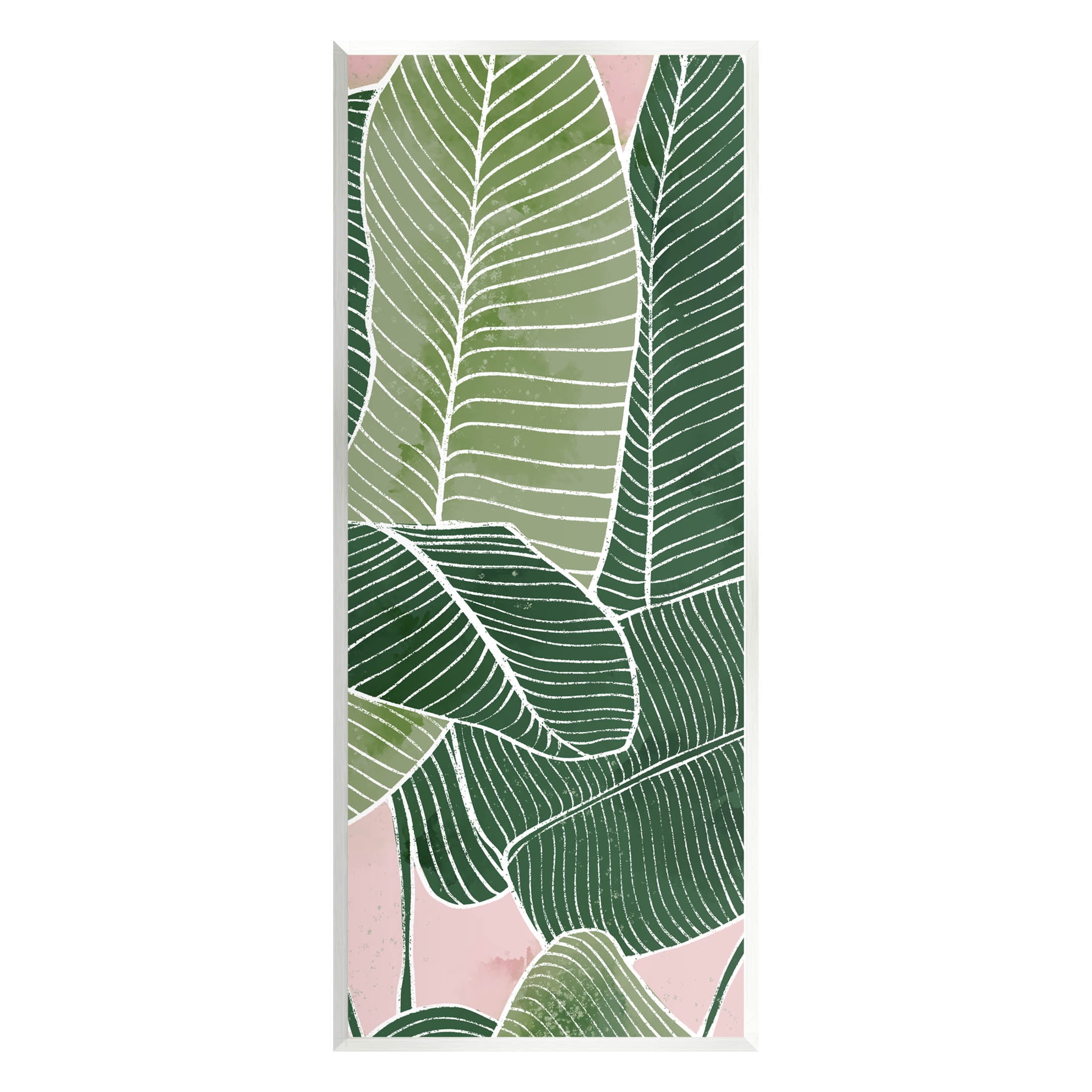 Pink Tropical Patterned Leaves Botanical & Floral Graphic Art Unframed Art Print Wall Art