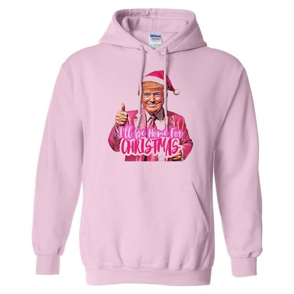 Pink Trump Home for Christmas Hoodie Sweatshirt Unisex X-Large Pink