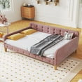 thumbnail image 1 of Pink Tufted Headboard Sofa Bed, Full Size Upholstered Daybed with Handrail and 4 Support Legs, Modern Velvet Platform Bed for Livingroom Bedroom, 1 of 8