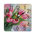 thumbnail image 1 of Pink Tulip Bouquet Art Print Wall Clock Silent Non-Ticking For Home Office Decor, Decorative Clock Art, 1 of 7
