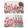 thumbnail image 1 of Pink Tulip Flower Placemats Set of 6 Spring Floral Leaves Plants Retro Beige Place Mats Indoor Wipeable Table Mats Washable Dining Table Placemats for Kitchen Holiday Party Home Decor 13x19 Inch, 1 of 9