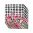 thumbnail image 1 of Pink Tulip Flowers Cloth Napkins Set of 6 Reusable Dinner Napkins, Black Buffalo Plaid Spring Floral Plants Cocktail Napkin Washable Table Napkins for Wedding/Holiday Party/Baby Shower 20"x20", 1 of 7
