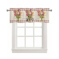thumbnail image 1 of Pink Tulip Linen Curtain Valance for Bedroom/Bathroom/Kitchen/Office/Living/Dining Room Window,Vintage Spring Flower Buffalo Plaid Rod Pocket Topper Decorative Cafe Drapes Panel 60"x18", 1 of 6