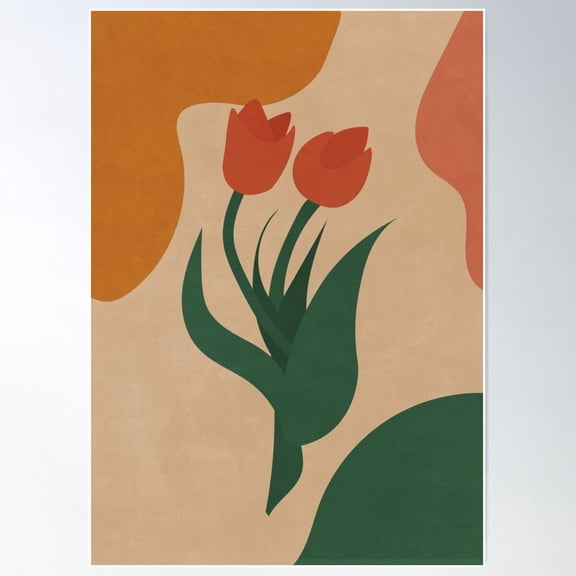 Pink Tulip Muted Colors Poster Wall Art, Modern Wall Decor For Living Room Bedroom, 8x12 UNFRAMED