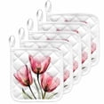 thumbnail image 1 of Pink Tulip Pot Holders for Kitchen Heatproof Potholder, 5 Pack Modern Blossom Pastel White Floral Petal Hot Pads Multipurpose Oven Pads Cloth Potholders Trivet for Cooking Baking, 1 of 8