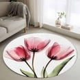 thumbnail image 1 of Pink Tulip Round Rugs for Living Room 4ft X-ray Image Flower Abstract Transparent Floral Non Slip Circle Rug Washable Low-Profile Indoor Carpet for Bedroom, Dining Room, Bathroom, 1 of 9