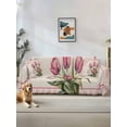 thumbnail image 1 of Pink Tulip Sofa Covers for 2-3 Cushion Couch L-Shaped Sectional, Spring Floral Romantic Flowers Modern Art Rustic Washable Sofa Covers Slipcover for Living Room, Couch Cover Blanket 71"x134", 1 of 9