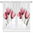 thumbnail image 1 of Pink Tulip Swag Curtain Valance for Windows, X-ray Image Flower Abstract Transparent Floral Window Treatments Short Swag Topper for Kitchen Windows Bathroom Bedroom, 36"x36", 1 of 8
