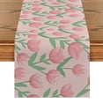 thumbnail image 1 of Pink Tulip Table Flag Classical Flower Table Runner Blue Modern Art Flower Holiday Party Kitchen Tables Aesthetically Decorated, 1 of 4