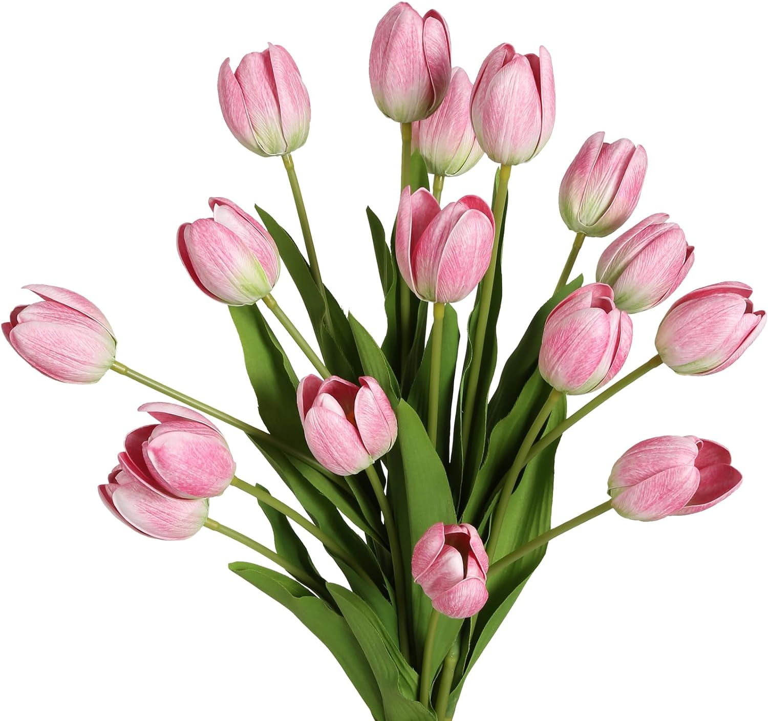 Pink Tulips Artificial Flowers 10pcs Real Touch Tulips Flowers Fake Pink Tulips Faux Flowers for Home Decoration Wedding Bouquet Party Baby Shower Centerpieces Bridal Bouquet Decor (Pink)