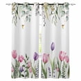 thumbnail image 1 of Pink Tulips Blackout Curtains for Bedroom Living Room Darkening Curtains 54 Inch Long Spring Floral Green Eucalyptus Leaves Short Curtain for Small Window Treatment Insulated Grommet Drapes 52"x54"x2, 1 of 9