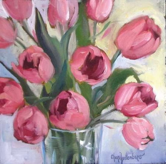 Pink Tulips Canvas Art - Cheri Wollenberg (24 x 24)