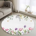 thumbnail image 1 of Pink Tulips Round Area Rug 3Ft Washable Small Circle Rugs for Kitchen Entryway, Spring Floral Green Eucalyptus Leaves Non-Slip Carpet Floor Mats Indoor Outdoor Carpet Runner Aesthetic Home Decor, 1 of 8