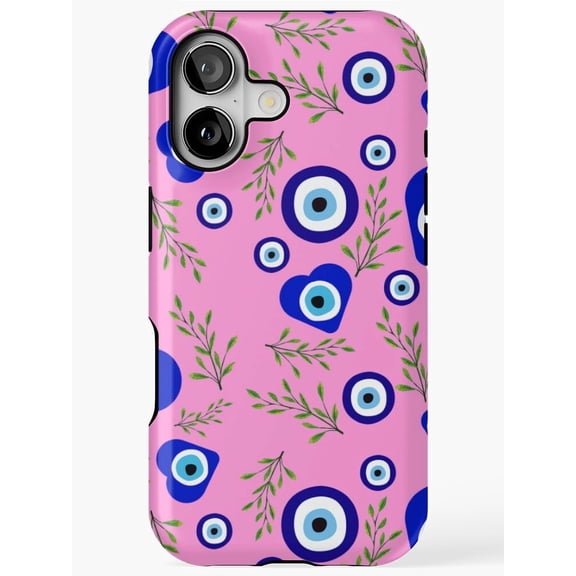 Pink Turkish Evil Eye Boho Lucky Charm Protection Art iPhone 11 12 13 14 15 16 17 Pro Max Case