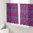 thumbnail image 1 of Pink Turquoise Abstract Sheer Curtains 54 Inch Length 2 Panels Set, Ethnic Modern Geometric Aesthetics Voile Window Treatment Rod Pocket Short Kitchen Curtains Drapes for Bedroom 52"x54"x2, 1 of 7